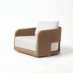 SOLARA Outdoor Rattan Lounge Sofa PE Rattan Waterproof Fabric All Weather Design for Courtyard Patio and Garden