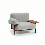 SOLARA Modern Single Seater Sofa Wooden Armrests Metal Base Soft Cushions for Living Room Balcony and Lounge