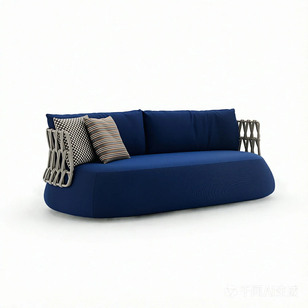SOLARA Nordic Outdoor Lounge Sofa Aluminium Alloy Frame Waterproof Fabric Nylon Rope for Patio Balcony and Garden - Blue