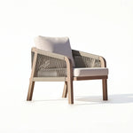 SOLARA Monte Outdoor Lounge Sofa Teak Wood Frame Olefin Rope Design for Patio Balcony Garden and Leisure Space