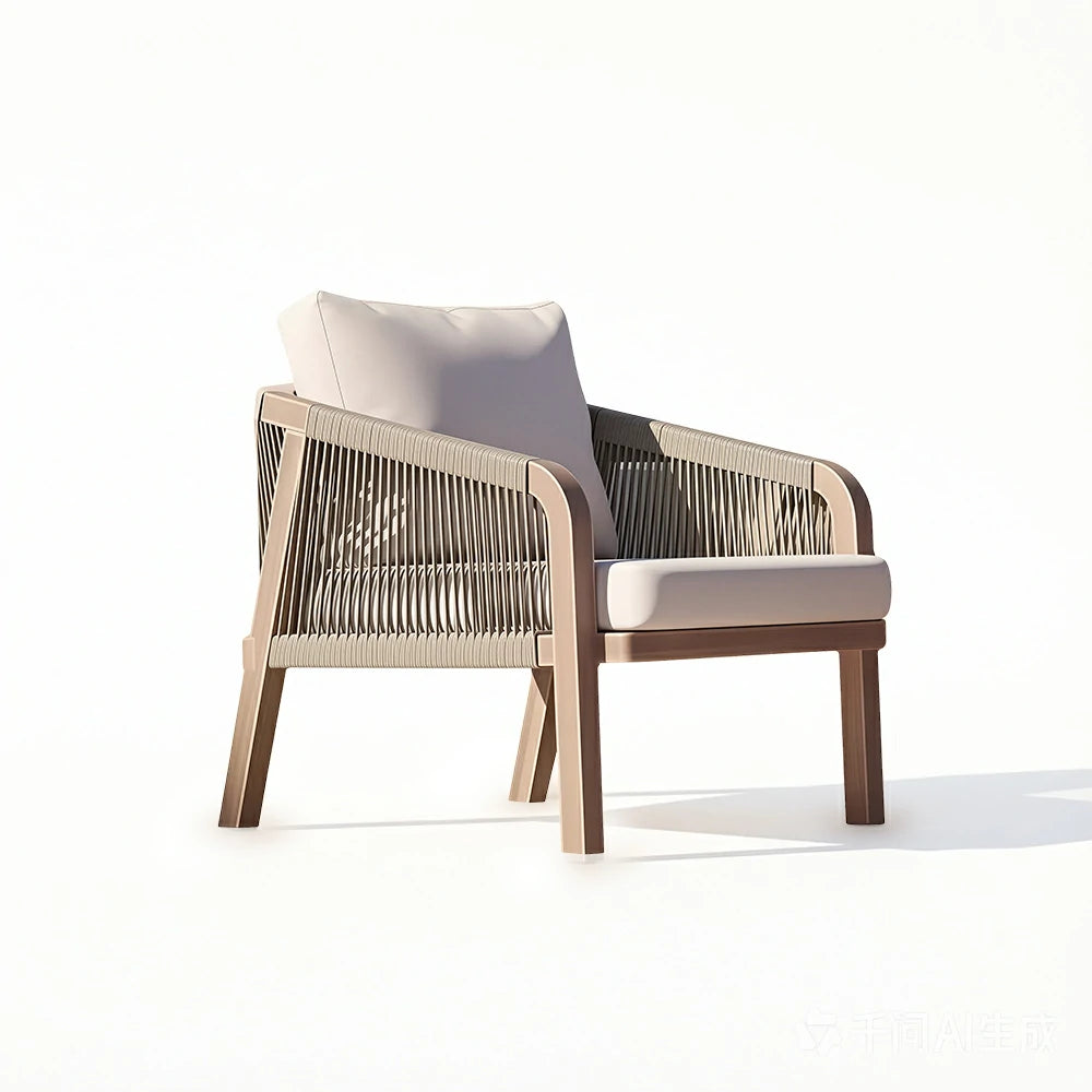 SOLARA Monte Outdoor Lounge Sofa Teak Wood Frame Olefin Rope Design for Patio Balcony Garden and Leisure Space