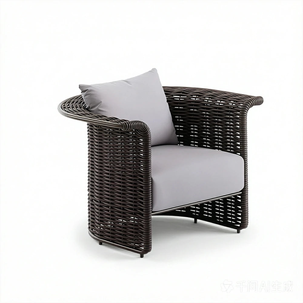 SOLARA Minimalist Italian Outdoor Lounge Sofa Solid Rope Weaving Water and Sun Resistant for Patio Garden and Courtyard