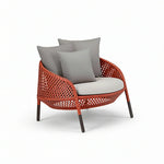 SOLARA Nordic Outdoor Rattan Lounge Chair PE Rattan Thickened Aluminium Frame for Patio Balcony Garden - Red