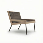 SOLARA Outdoor Rattan Lounge Sofa Waterproof Fabric Aluminium Legs Teak Frame for Patio Terrace Villa