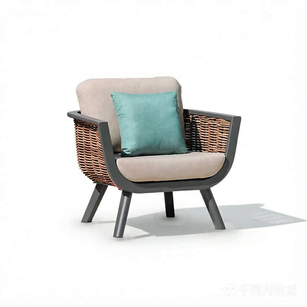 SOLARA Outdoor Wicker Sofa All Aluminium Frame AXVISION Waterproof Fabric for Courtyard Patio Garden and Leisure Space