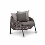 SOLARA Nordic Outdoor Rattan Lounge Chair PE Rattan Thickened Aluminium Frame for Patio Balcony Garden - Black