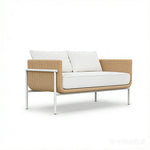 SOLARA Outdoor Rattan Sofa High Rebound Cushions Aluminium Tube Frame for Courtyard Balcony Patio and Leisure Space