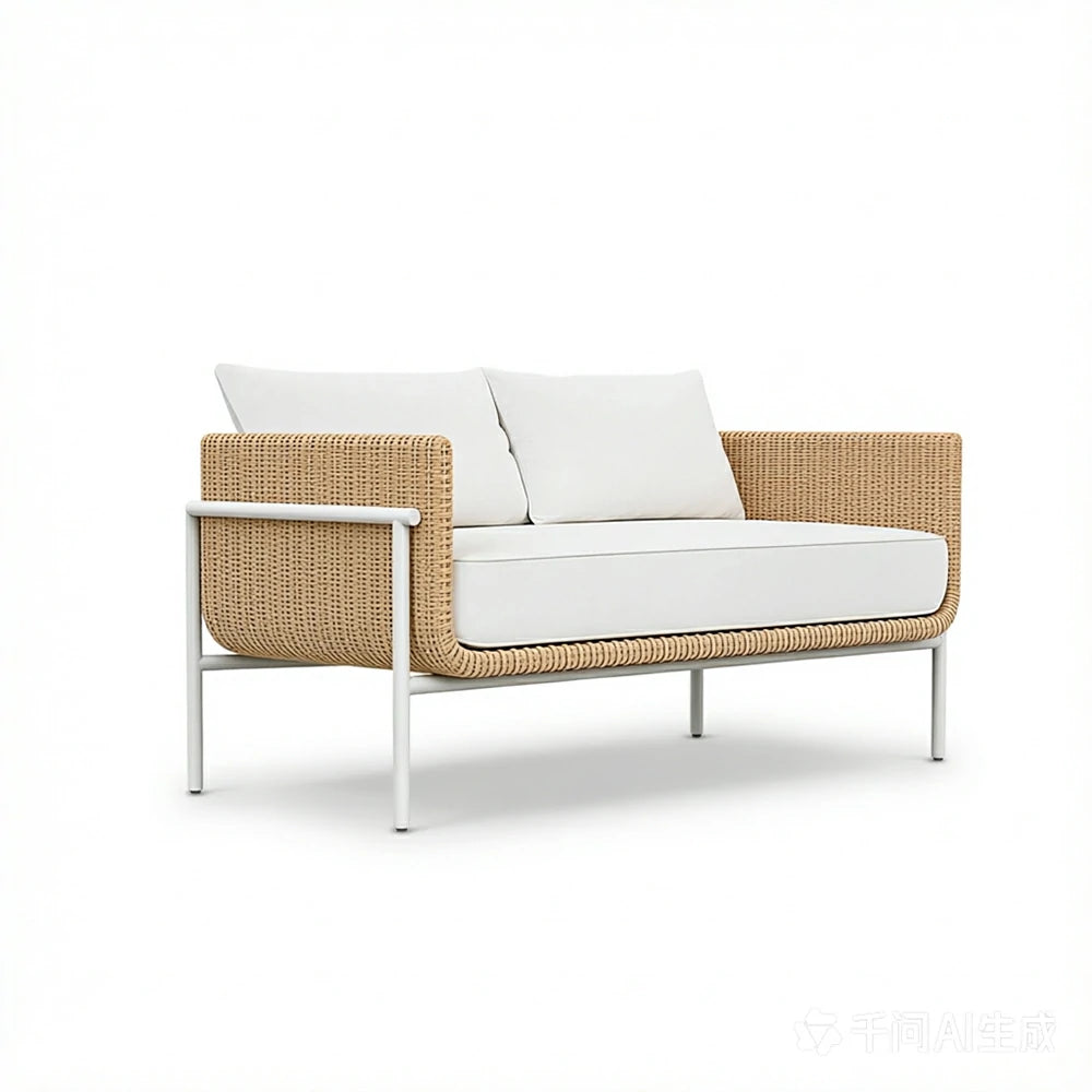 SOLARA Outdoor Rattan Sofa High Rebound Cushions Aluminium Tube Frame for Courtyard Balcony Patio and Leisure Space