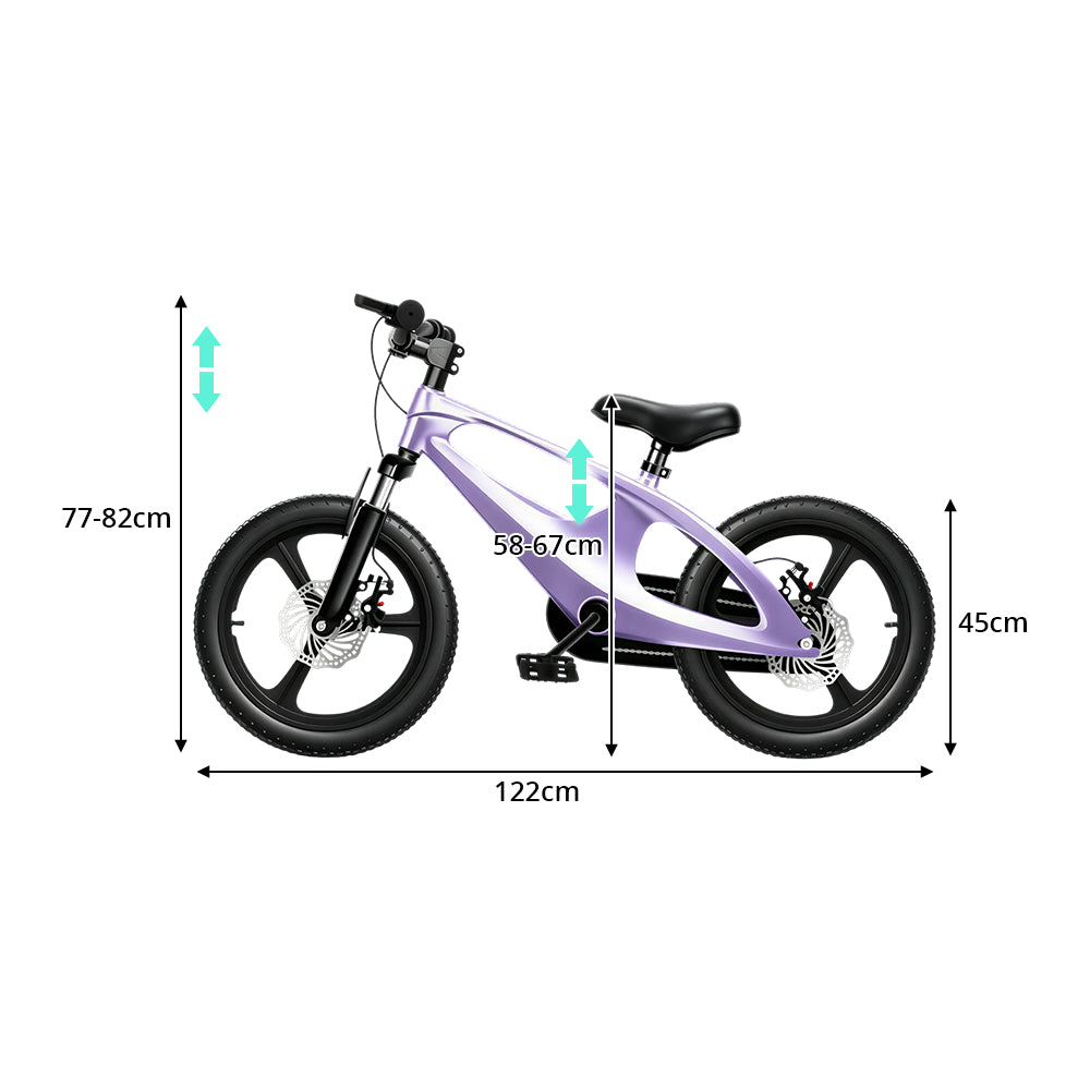 VOLTUS 12/18 Inch Kids Mountain Bike with Magnesium Alloy Frame, Dual Disc Brake, Suspension Fork and Integrated Wheels - Purple