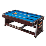 VERSA 4-in-1 7/8FT Convertible Game Table - Brown Frame, Air Hockey/Pool/Dining/Table Tennis, Includes Free Accessories - Blue Felt
