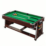 VERSA 4-in-1 7/8FT Convertible Game Table - Brown Frame, Air Hockey/Pool/Dining/Table Tennis, Includes Free Accessories - Green Felt