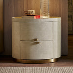 LIVARA-NT1069 Sintered Solid Stone Bedside Curved Design - Drawers Wood Table