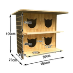 PAWORA Outdoor Cat Moisture Wood, - Waterproof - Design, All-Season Scratch Roof, Sturdy Resistant Cozy Fir House Wood