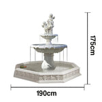 SOLARA Natural Sandstone Outdoor Fountain with 1.9m Fish Pond Continuous Flow Pump Natural Stone Grain Tranquil Garden Feature