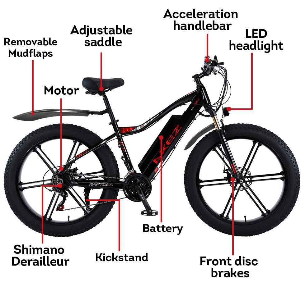VOLTUS 750W 26-inches Electric Bicycle 48V Motorized eBike ML1P Beach Bike Snow Battery