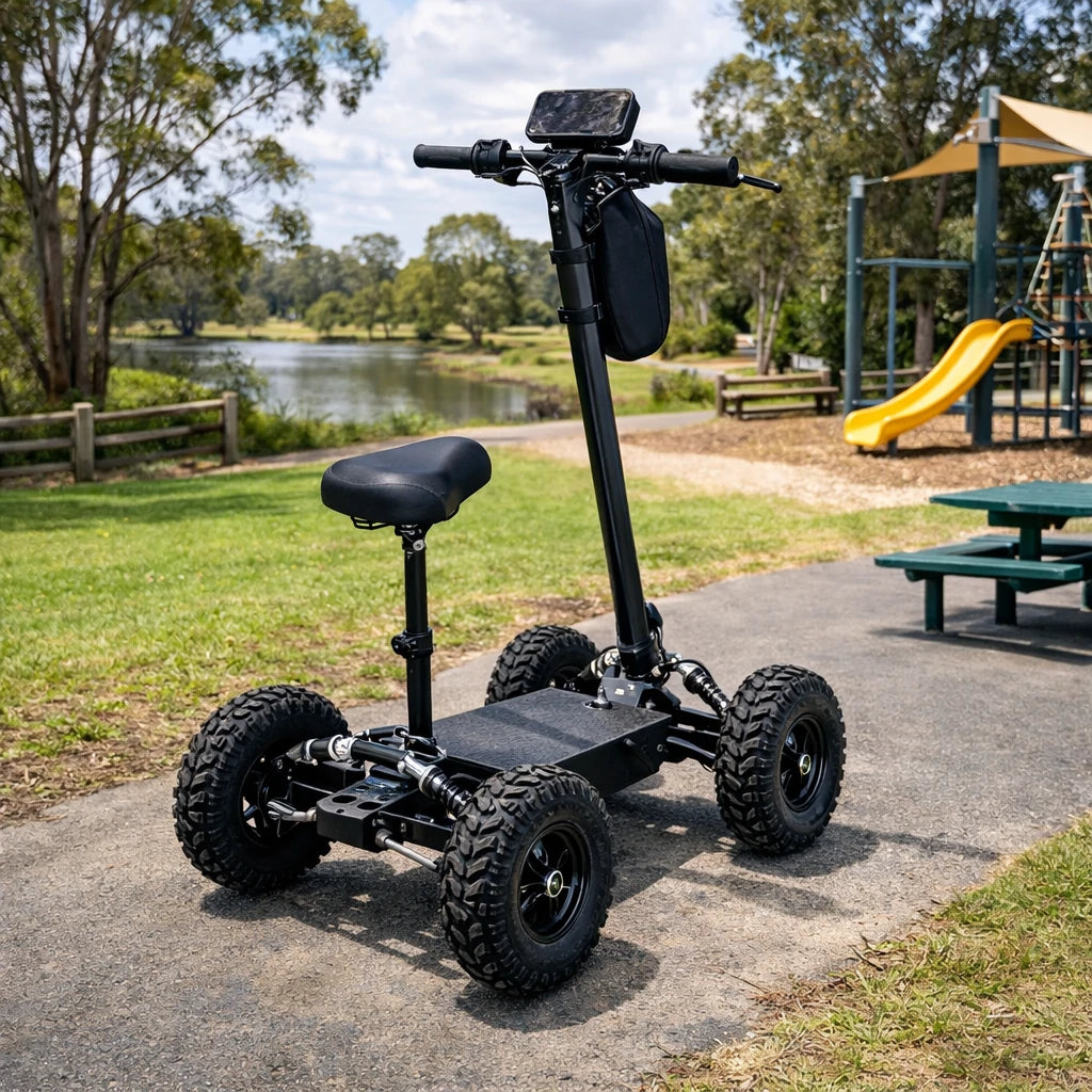 ROLLUX 1000W Dual Motor Foldable Electric Scooter with Suspension Seat, All-Terrain Tyres, 45-55km Range - Black