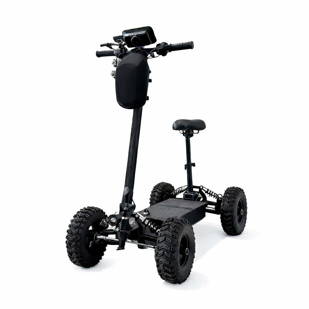ROLLUX 1000W Dual Motor Foldable Electric Scooter with Suspension Seat, All-Terrain Tyres, 45-55km Range - Black