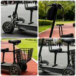 ROLLUX 1000W Dual Motor Electric Scooter with Front Basket & Shock-Absorbing Seat, Foldable Design, 45-55km Range - Black