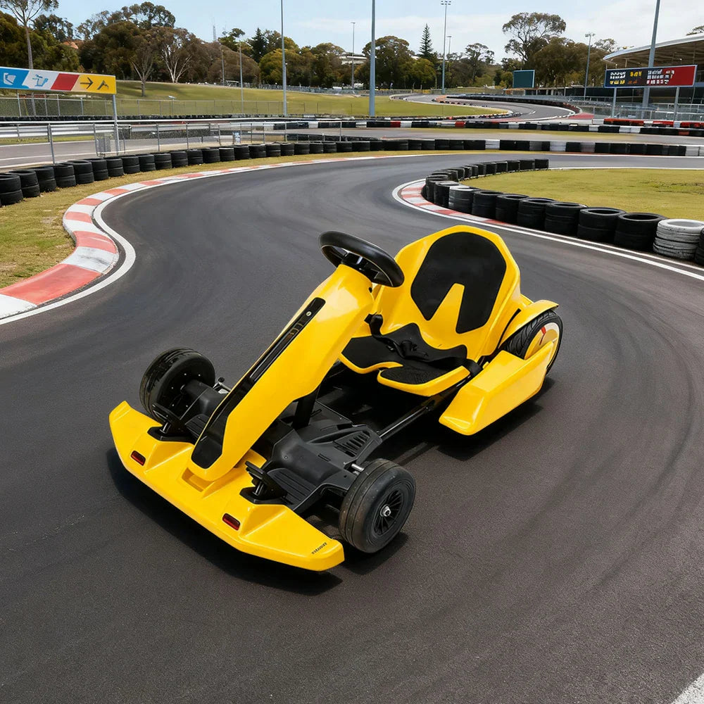 GLIDER 54V4.4A Kids Electric Go Kart Adjustable Frame Lithium Battery Drift Style Ride On Yellow