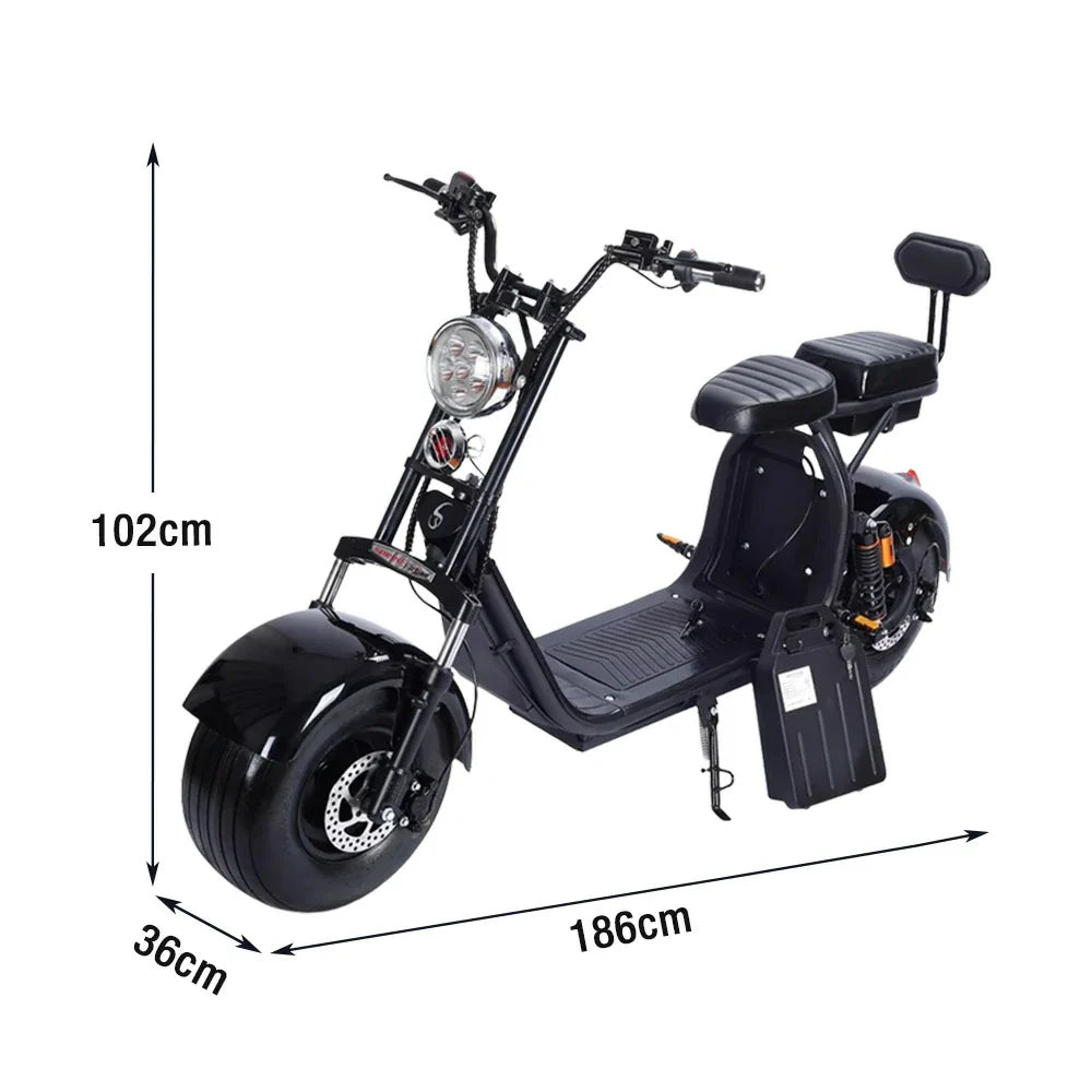AKEZ Harley Electric Bike 60V 2000W Brushless Motor, Dual Removable Lithium Batteries, 8-inch Vacuum Tyres, Hydraulic & Air Suspension Cruise at 25km/h Unlock More Power (Details Inside)*