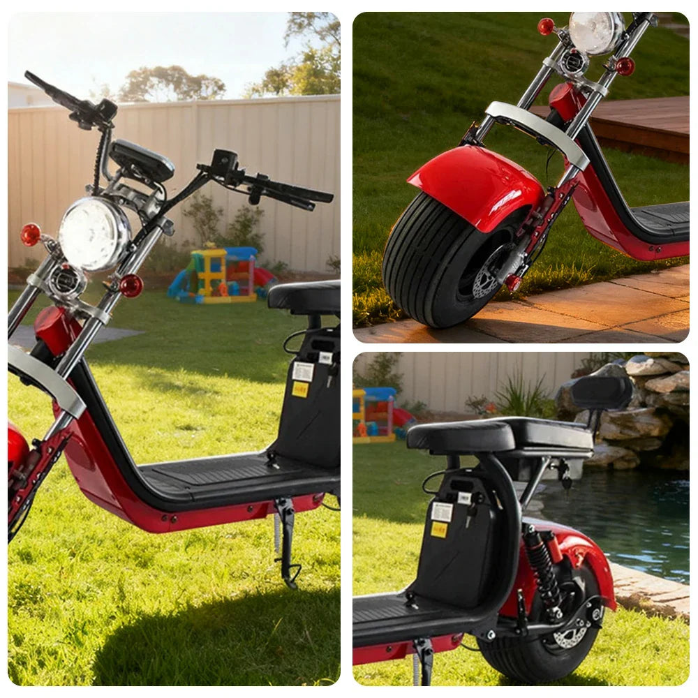 AKEZ Harley Electric Bike 60V 1500/2000W Brushless Motor, Dual Suspension System, Dual Removable Lithium Battery, 8-inch Tyres & Waterproof Base Cruise at 25km/h Unlock More Power (Details Inside)*