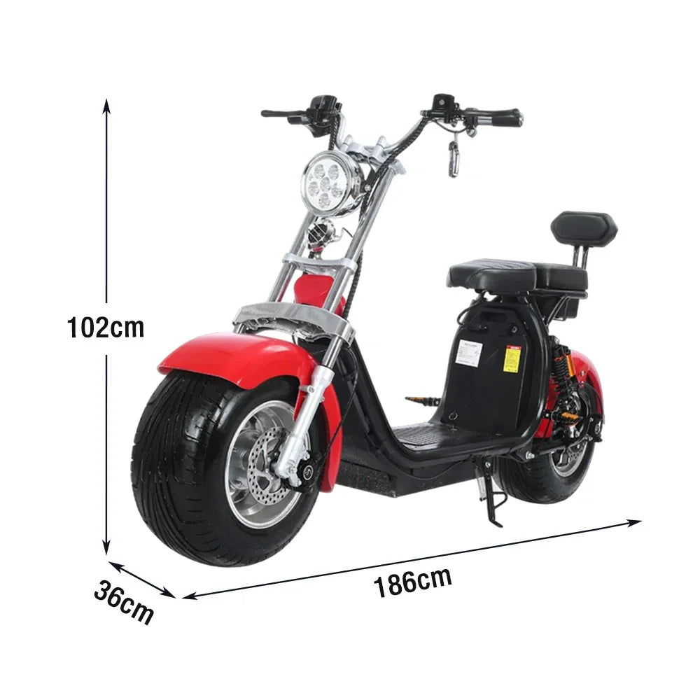 AKEZ Harley Electric Scooter 60V 1500W/2000W Brushless Motor, Dual Suspension, Dual Removable Lithium Battery, 10-inch Tyres Cruise at 25km/h Unlock More Power (Details Inside)*