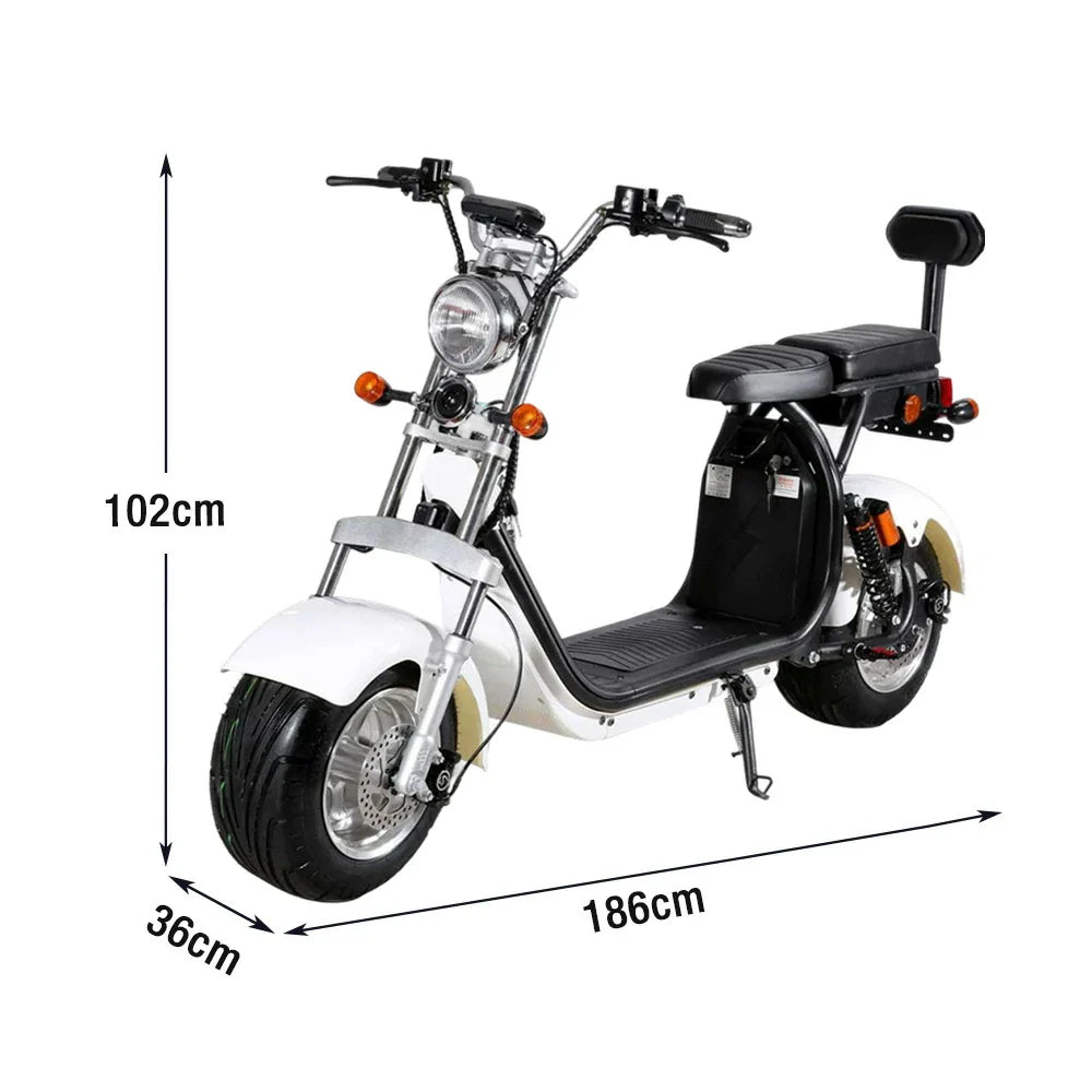AKEZ Harley Electric Scooter 60V 1500W/2000W Motor, Dual Removable Lithium Batteries, 10-inch Tyres & Backrest Comfort Design Cruise at 25km/h Unlock More Power (Details Inside)*