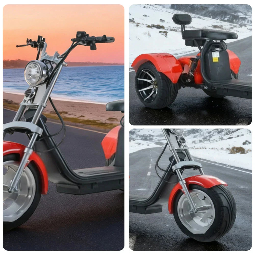 AKEZ Harley Electric Scooter 60V 1500W/2000W Brushless Motor, Dual Removable Lithium Battery, 12-inch Vacuum Tyres, Digital LCD Dashboard Cruise at 25km/h Unlock More Power (Details Inside)*