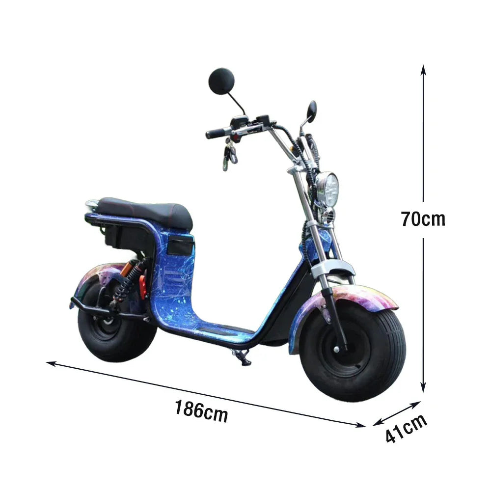 AKEZ Harley Electric Scooter 60V 1500W/2000W Brushless Motor, Dual Removable Lithium Battery,  Rear Storage Backrest Design Cruise at 25km/h Unlock More Power (Details Inside)*