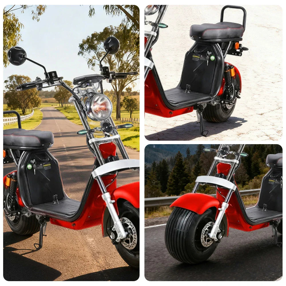 AKEZ Harley Electric Scooter 60V 1500W/2000W Brushless Motor, Dual Removable Lithium Battery, Waterproof Base Design Cruise at 25km/h Unlock More Power (Details Inside)*