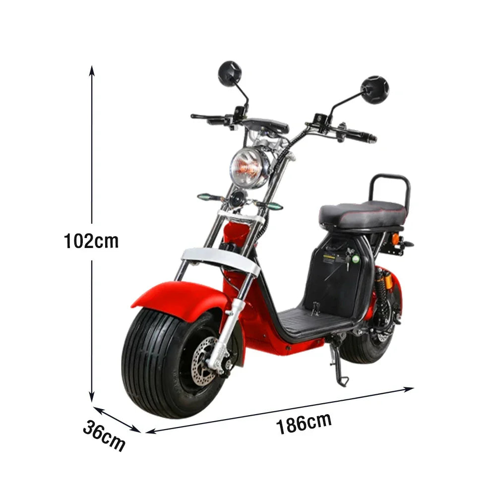 AKEZ Harley Electric Scooter 60V 1500W/2000W Brushless Motor, Dual Removable Lithium Battery, Waterproof Base Design Cruise at 25km/h Unlock More Power (Details Inside)*