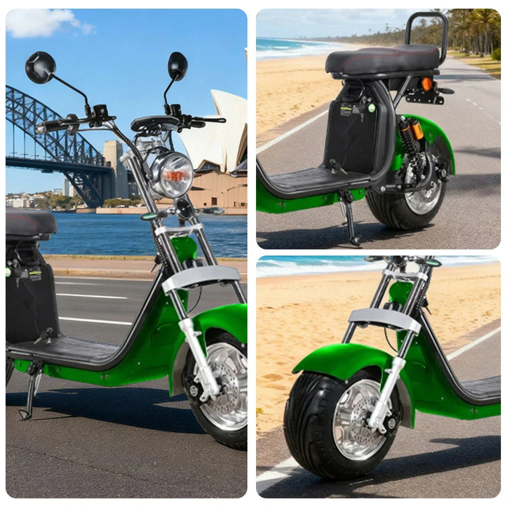AKEZ Harley Electric Scooter 60V 1500W/2000W Brushless Motor, Dual Removable Lithium Battery, 10-inch Aluminium Rims Cruise at 25km/h Unlock More Power (Details Inside)*