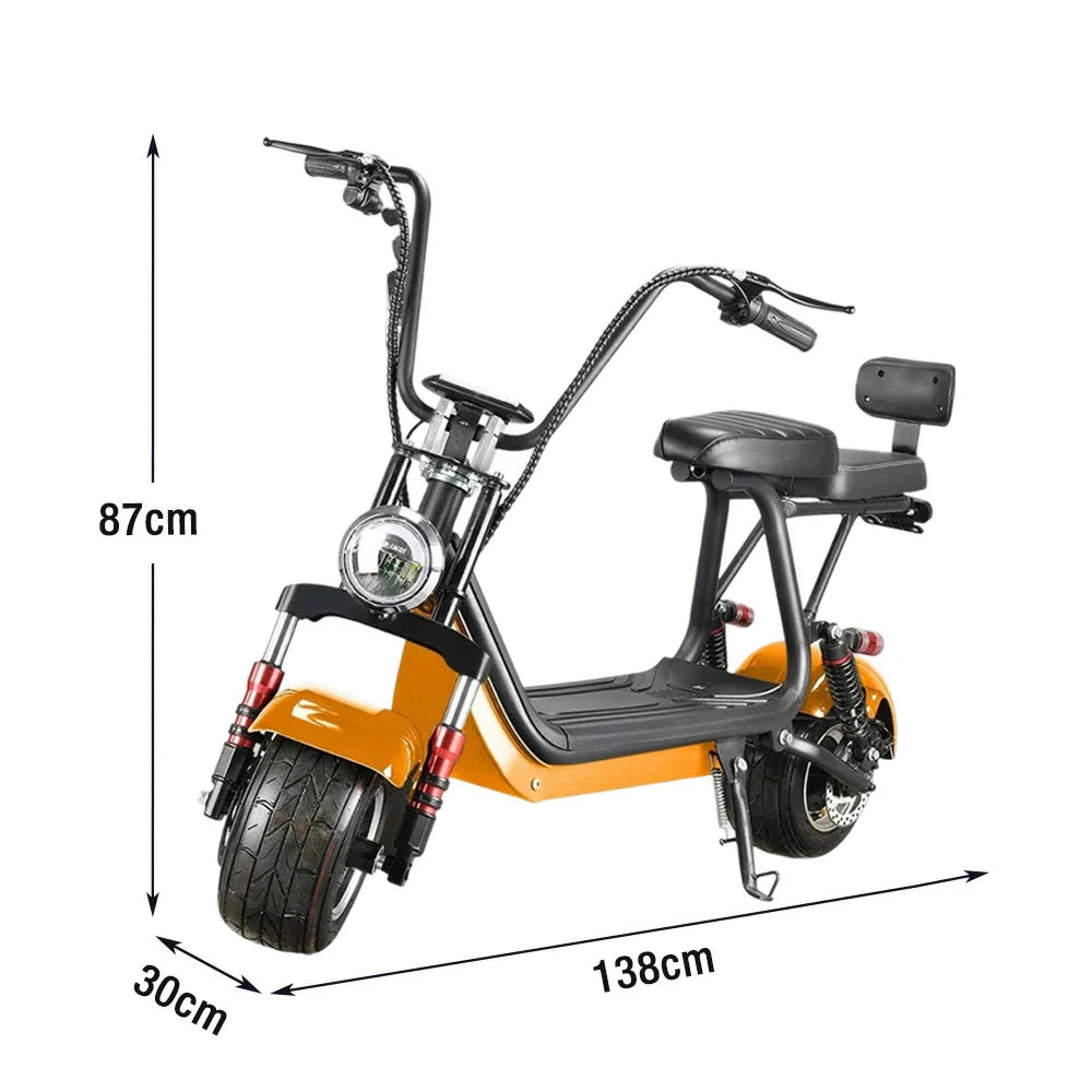 AKEZ Harley Electric Bike 48V 800W, Removable Lithium Battery, Dual Suspension, LED Lights, 6-inch Tyres Cruise at 25km/h - Unlock More Power (Details Inside)*