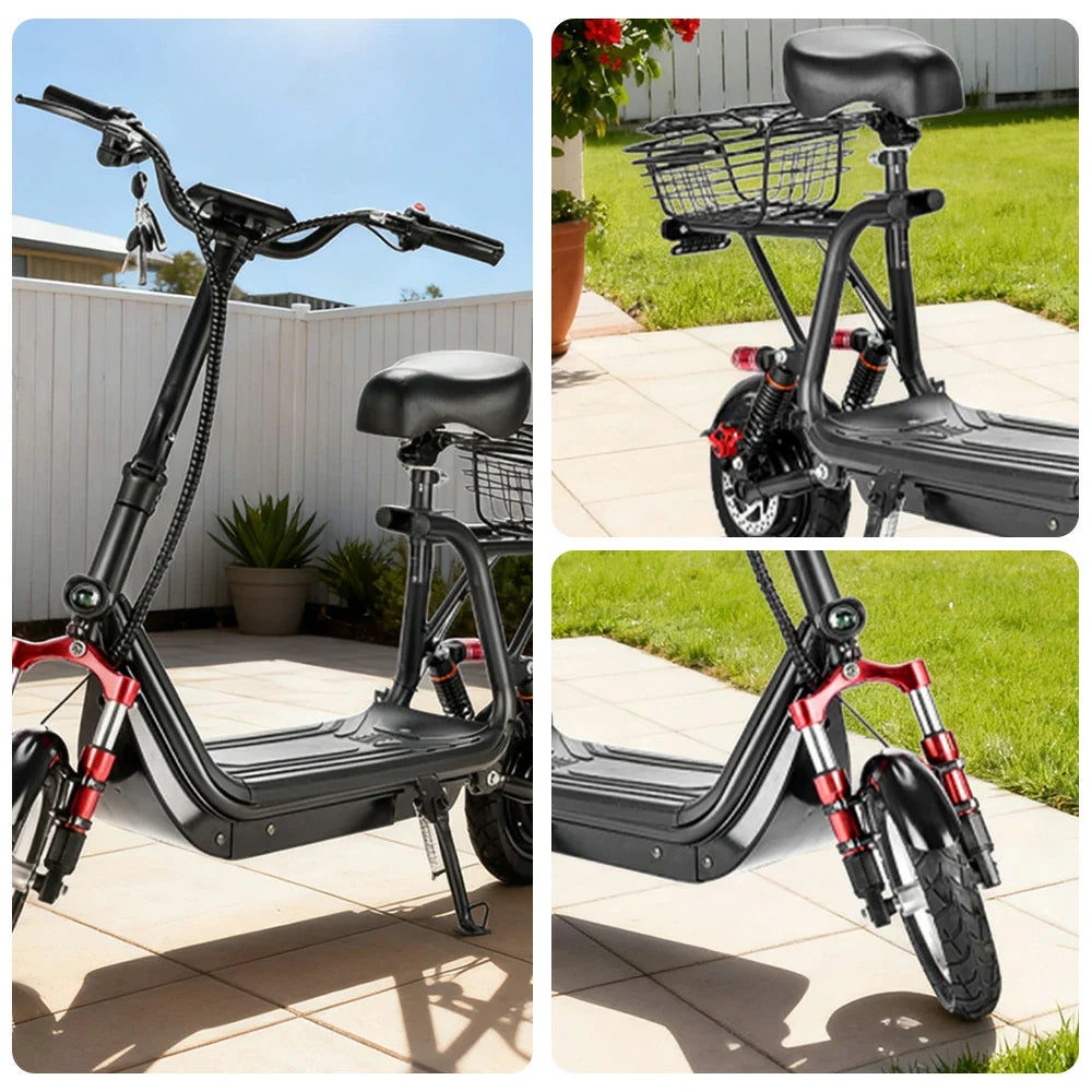 AKEZ Harley Electric Bike 48V 800W Brushless Motor, Removable Lithium Battery, 6-inch Tyres, Aluminium Suspension Single-Bar Foldable Handlebar Cruise at 25km/h - Unlock More Power (Details Inside)*