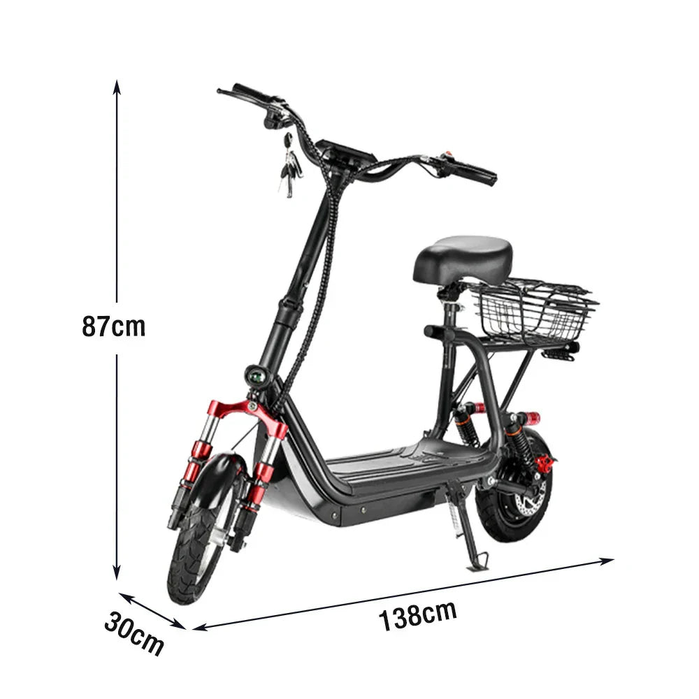 AKEZ Harley Electric Bike 48V 800W Brushless Motor, Removable Lithium Battery, 6-inch Tyres, Aluminium Suspension Single-Bar Foldable Handlebar Cruise at 25km/h - Unlock More Power (Details Inside)*