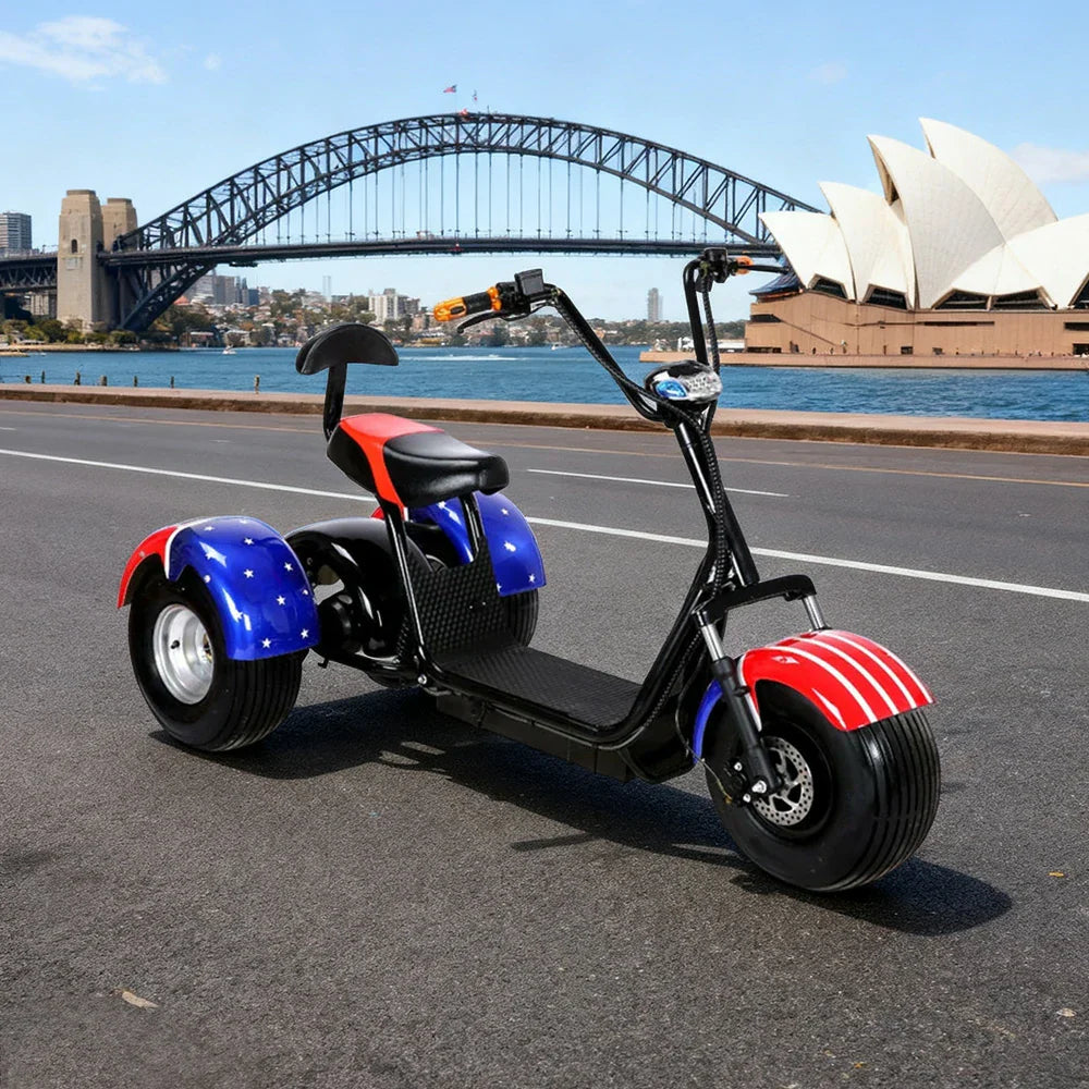AKEZ Harley Electric Bike 60V 1500/2000W Brushless Motor, Lithium Battery, 8-inch Vacuum Tyres, Comfortable Seat with Backrest Cruise at 25km/h Unlock More Power (Details Inside)*