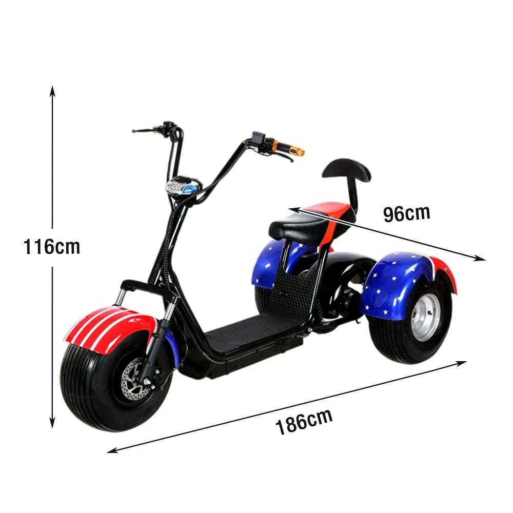 AKEZ Harley Electric Bike 60V 1500/2000W Brushless Motor, Lithium Battery, 8-inch Vacuum Tyres, Comfortable Seat with Backrest Cruise at 25km/h Unlock More Power (Details Inside)*