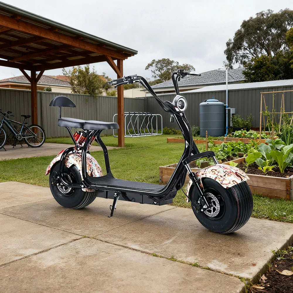 AKEZ Harley Electric Scooter 1500/2000W, Dual Suspension, 8-inch Vacuum Tyres, Lithium Battery - Smooth & Safe Ride Cruise at 25km/h Unlock More Power (Details Inside)*