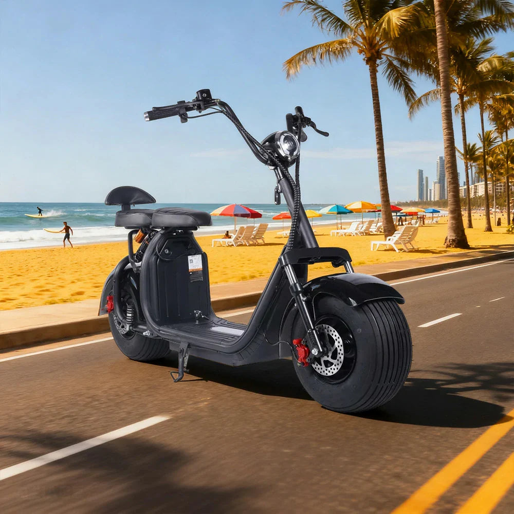 AKEZ Harley Electric Bike 60V 1500/2000W Brushless Motor, Removable Lithium Battery, 8-inch Tyres, Dual Suspension Wide Seat with Backrest Cruise at 25km/h Unlock More Power (Details Inside)*