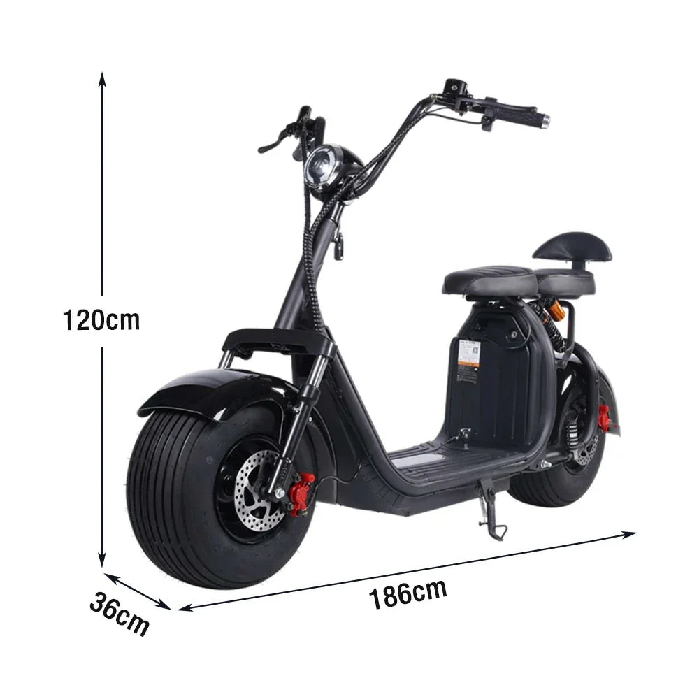 AKEZ Harley Electric Bike 60V 1500/2000W Brushless Motor, Removable Lithium Battery, 8-inch Tyres, Dual Suspension Wide Seat with Backrest Cruise at 25km/h Unlock More Power (Details Inside)*