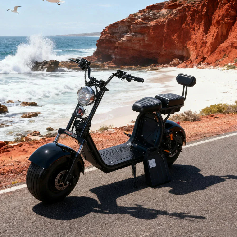 AKEZ Harley Electric Bike 60V 1500/2000W Brushless Motor, 8-inch Vacuum Tyres, Hydraulic & Air Suspension, Dual-Bar Fork with Backrest Cruise at 25km/h Unlock More Power (Details Inside)*