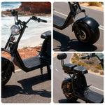 AKEZ Harley Electric Bike 60V 1500/2000W Brushless Motor, 8-inch Vacuum Tyres, Hydraulic & Air Suspension, Dual-Bar Fork with Backrest Cruise at 25km/h Unlock More Power (Details Inside)*