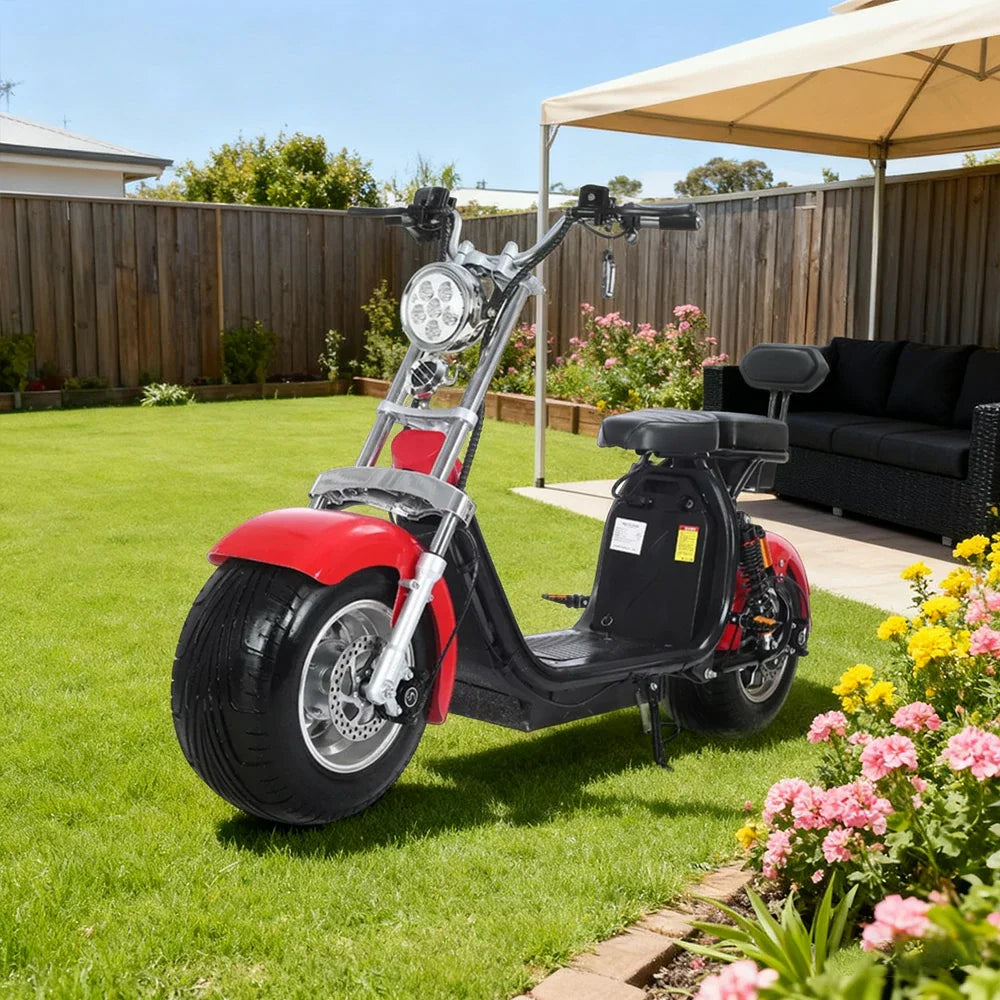 AKEZ Harley Electric Scooter 60V 1500W/2000W Brushless Motor, Dual Suspension, Removable Lithium Battery, 10-inch Tyres Cruise at 25km/h Unlock More Power (Details Inside)*