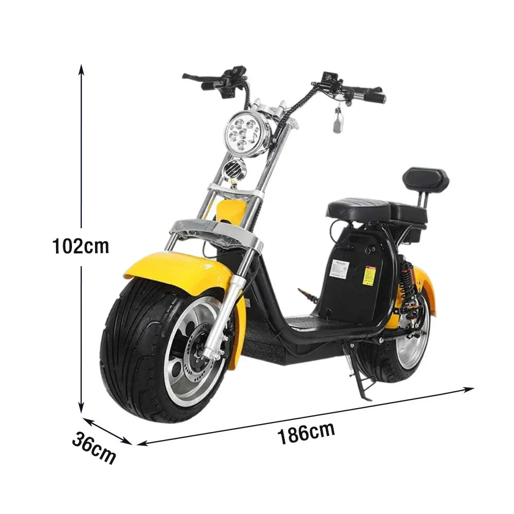 AKEZ Harley Electric Scooter 60V 1500W/2000W Brushless Motor, Removable Lithium Battery, LED Headlight, Taillight & Turn Signals Cruise at 25km/h Unlock More Power (Details Inside)*