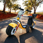 AKEZ Harley Electric Scooter 60V 1500W/2000W Brushless Motor, 12-inch Vacuum Tyres, LED Lighting & Waterproof Base Cruise at 25km/h Unlock More Power (Details Inside)*