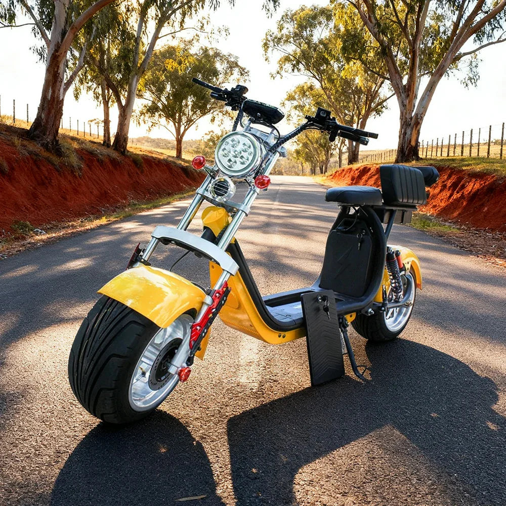 AKEZ Harley Electric Scooter 60V 1500W/2000W Brushless Motor, 12-inch Vacuum Tyres, LED Lighting & Waterproof Base Cruise at 25km/h Unlock More Power (Details Inside)*
