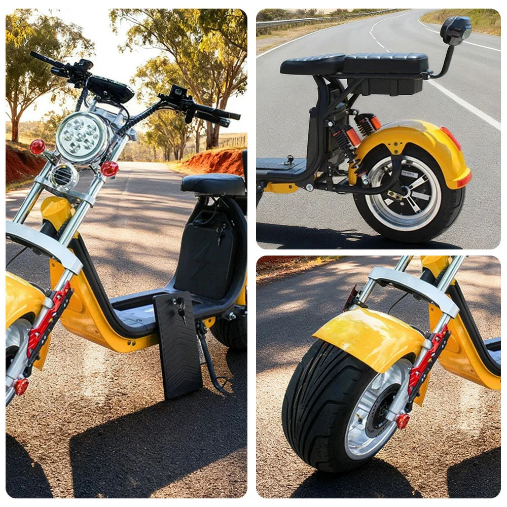 AKEZ Harley Electric Scooter 60V 1500W/2000W Brushless Motor, 12-inch Vacuum Tyres, LED Lighting & Waterproof Base Cruise at 25km/h Unlock More Power (Details Inside)*