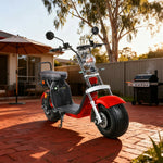 AKEZ Harley Electric Scooter 1500W Motor with 60V 20Ah Lithium Battery - Seamless Steel Frame, Extended Range, Dual Suspension - Red | Cruise at 25km/h | Unlock More Power (Details Inside)*