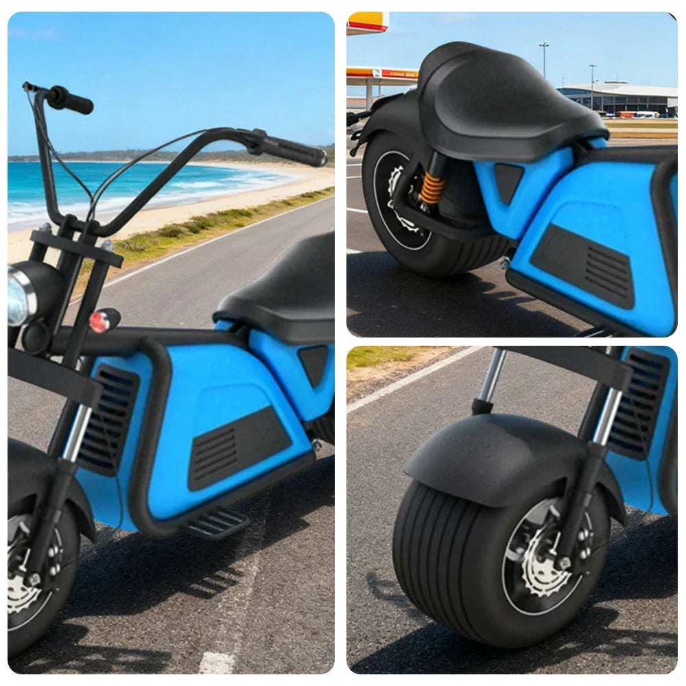 AKEZ Harley Electric Scooter 60V 2000W Brushless Motor, Removable Lithium Battery, 12-inch Vacuum Tyres, Foldable Footrests Cruise at 25km/h Unlock More Power (Details Inside)*