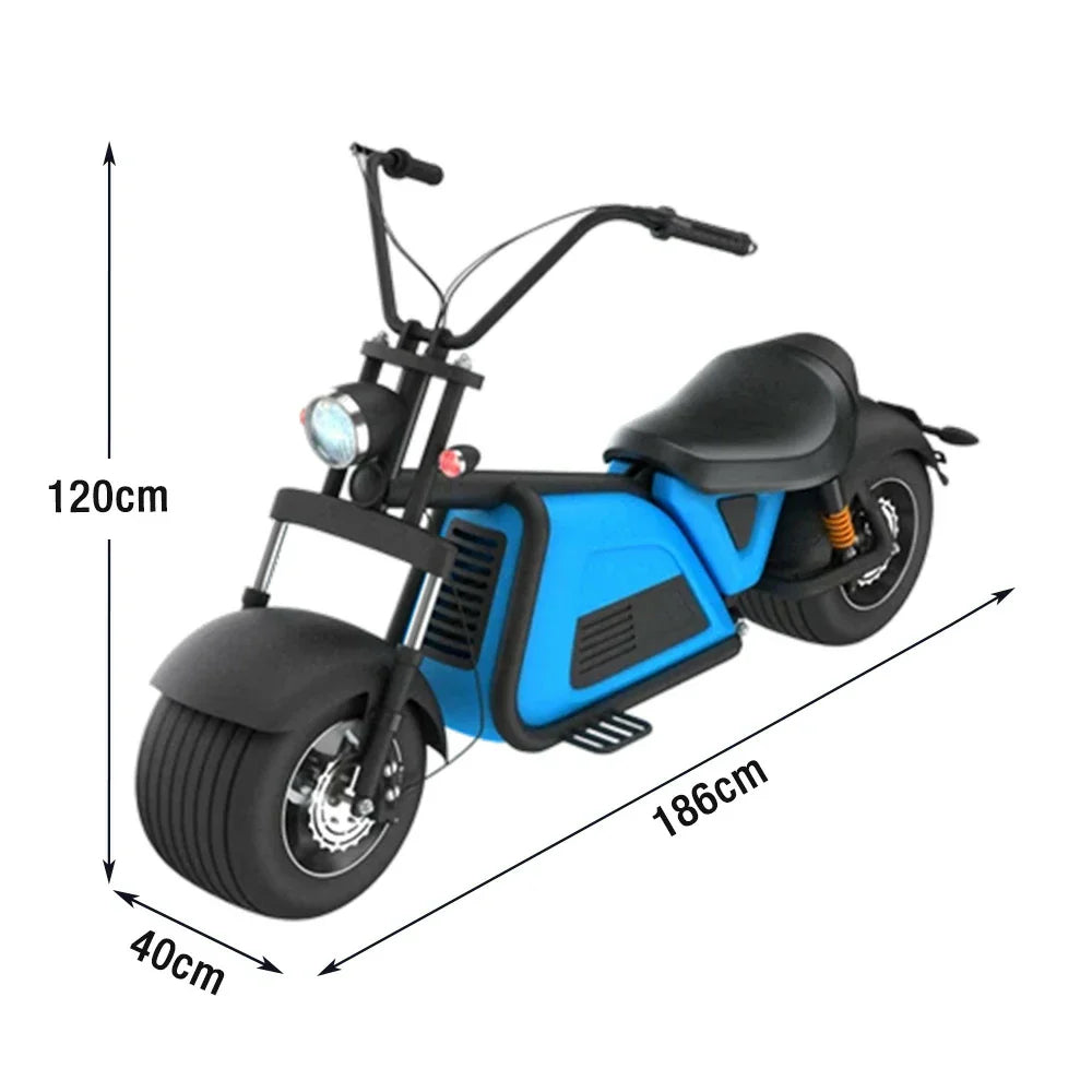 AKEZ Harley Electric Scooter 60V 2000W Brushless Motor, Removable Lithium Battery, 12-inch Vacuum Tyres, Foldable Footrests Cruise at 25km/h Unlock More Power (Details Inside)*